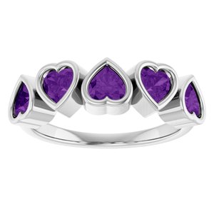 Sterling Silver Natural Amethyst Ring-Heart-4 X 4 Mm