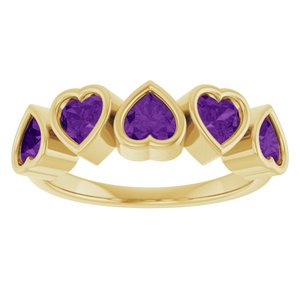 14K Yellow Natural Amethyst Ring-Heart-4 X 4 Mm