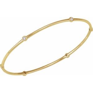 14K Yellow 1/4 CTW Natural Diamond Bezel-Set Bangle 8" Bracelet-Round-2.2 Mm