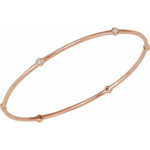 14K Rose 1/4 CTW Natural Diamond Bezel-Set Bangle 8" Bracelet-Round-2.2 Mm