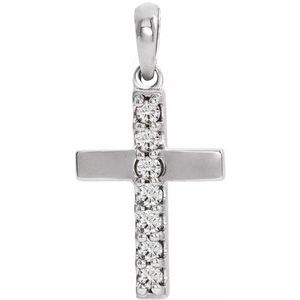 Sterling Silver Lab-Grown Diamond Cross Pendant-Lab-Grown Diamond-1.5Mm :: 1/10 Ctw