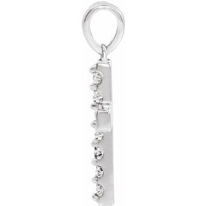 14K White Lab-Grown Diamond Cross Pendant-Lab-Grown Diamond-1.5Mm :: 1/10 Ctw