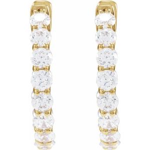 14K Yellow 2 1/5 CTW Lab-Grown Diamond Inside-Outside 19.7 mm Hoop Earrings-Round-19.7 Mm