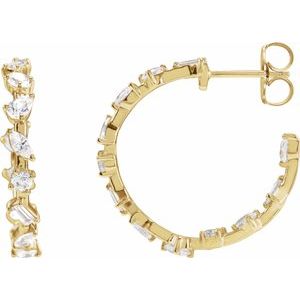 14K Yellow 2 CTW Lab-Grown Diamond 24.4 mm Hoop Earrings-24.4 Mm