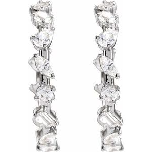 14K White 2 CTW Lab-Grown Diamond 24.4 mm Hoop Earrings-24.4 Mm