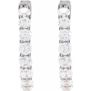 14K White 2 1/5 CTW Natural Diamond Inside-Outside 19.7 mm Hoop Earrings-Round-19.7 Mm