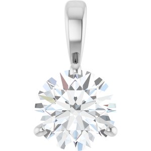 14K White 1 CT Lab-Grown Diamond Pendant-Lab-Grown Diamond-6.5Mm :: 1 Ct