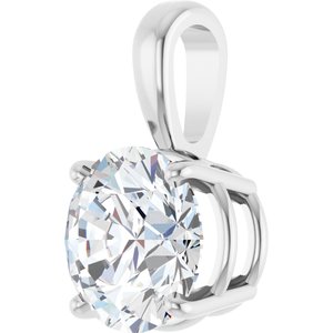 14K White 2 CT Lab-Grown Diamond Pendant-Lab-Grown Diamond-8Mm :: 2 Ct