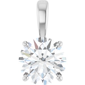 14K White 2 CT Lab-Grown Diamond Pendant-Lab-Grown Diamond-8Mm :: 2 Ct