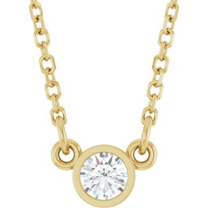 14K Yellow 1/10 CT Natural Diamond Solitaire 18" Necklace-Natural Diamond-3Mm :: 1/10 Ct