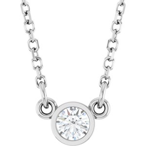 14K White 1/10 CT Natural Diamond Solitaire 18" Necklace-Natural Diamond-3Mm :: 1/10 Ct