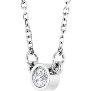 14K White 1/10 CT Natural Diamond Solitaire 18" Necklace-Natural Diamond-3Mm :: 1/10 Ct