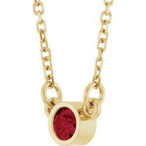 14K Yellow Natural Ruby Solitaire 16" Necklace-Natural Ruby-3 Mm