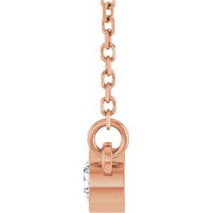 14K Rose 1/10 CT Natural Diamond Solitaire 18" Necklace-Natural Diamond-3Mm :: 1/10 Ct