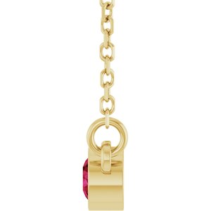 14K Yellow Natural Ruby Solitaire 16" Necklace-Natural Ruby-3 Mm