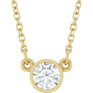 14K Yellow Stuller Lab-Grown Moissanite Solitaire 18" Necklace-Stuller Lab-Grown Moissanite-4 Mm