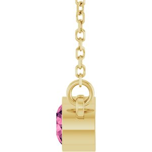 14K Yellow Natural Pink Tourmaline Solitaire 16" Necklace-Natural Pink Tourmaline-4 Mm