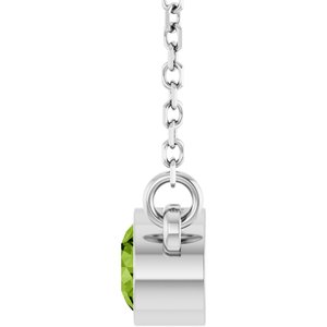 Rhodium-Plated Sterling Silver Natural Peridot Solitaire 16" Necklace-Natural Peridot-4 Mm