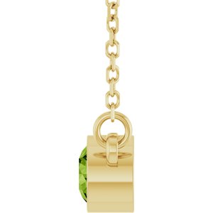 14K Yellow Natural Peridot Solitaire 16" Necklace-Natural Peridot-4 Mm