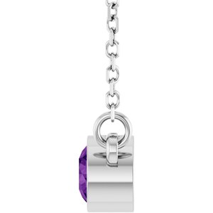 14K White Natural Amethyst Solitaire 16" Necklace-Natural Amethyst-4 Mm