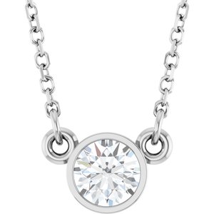14K White 1/3 CT Natural Diamond Solitaire 18" Necklace-Natural Diamond-4.5Mm :: 1/3 Ct
