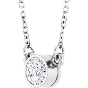 14K White 1/3 CT Natural Diamond Solitaire 18" Necklace-Natural Diamond-4.5Mm :: 1/3 Ct