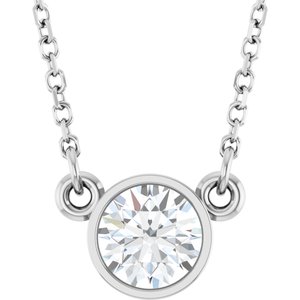 14K White 1/2 CT Lab-Grown Diamond Solitaire 18" Necklace-Lab-Grown Diamond-5.2Mm :: 1/2 Ct