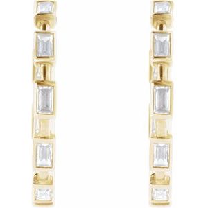 14K Yellow 1 1/4 CTW Lab-Grown Diamond 24.5 mm Hoop Earrings-Straight Baguette-24.5 Mm