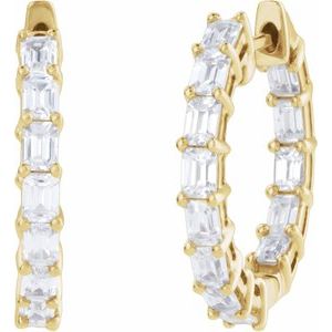 14K Yellow 3 CTW Lab-Grown Diamond Inside-Outside 21.2 mm Hoop Earrings-Emerald-21.2 Mm