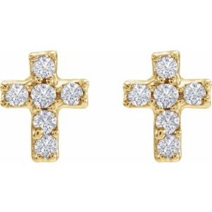 14K Yellow .02 CTW Natural Diamond Inverness® Cross Piercing Earrings-.8 Mm-14K Yellow
