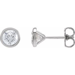 14K White 1 CTW Natural Diamond Cocktail-Style Earrings-Pair-5.2Mm :: 1 Ctw