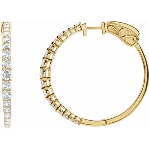 14K Yellow 1 1/3 CTW Lab-Grown Diamond 30 mm Hoop Earrings-Round-30 Mm