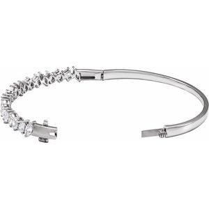 14K White 4 1/5 CTW Lab-Grown Diamond Bangle 7" Bracelet-Lab-Grown Diamond-Lab-Grown Diamond