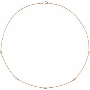 14K Rose 1/4 CTW Natural Diamond 5-Station 18" Necklace-2.4Mm :: 1/4 Ctw-I1, H+