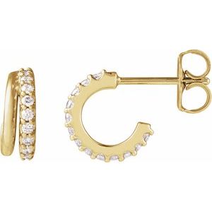 14K Yellow 1/6 CTW Lab-Grown Diamond Hoop Earrings-1.2 Mm-14K Yellow