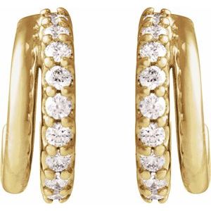 14K Yellow 1/6 CTW Lab-Grown Diamond Hoop Earrings-1.2 Mm-14K Yellow