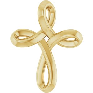 14K Yellow Freeform Cross Pendant-Polished
