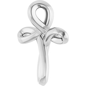 14K White Freeform Cross Pendant-Polished