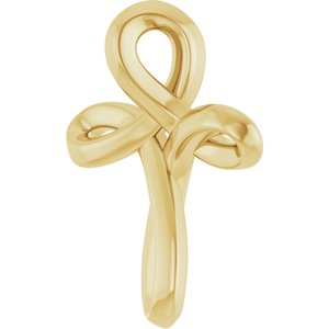 14K Yellow Freeform Cross Pendant-Polished