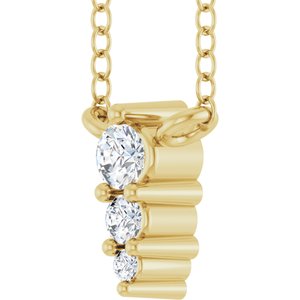 14K Yellow .05 CTW Lab-Grown Diamond Graduated 18" Necklace-Lab-Grown Diamond-Round