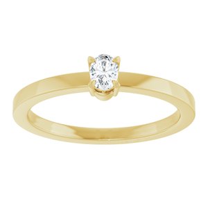 14K Yellow 1/6 CT Natural Diamond Ring-Oval-4 X 3 Mm