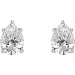 14K White 1 CTW Lab-Grown Diamond Earrings-7 X 5 Mm-14K White