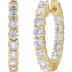 14K Yellow 2 CTW Lab-Grown Diamond Inside-Outside Hinged 20 mm Hoop Earrings-Round-20 Mm