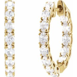 14K Yellow 2 5/8 CTW Lab-Grown Diamond Inside-Outside 20.6 mm Hoop Earrings-Oval-20.67 Mm