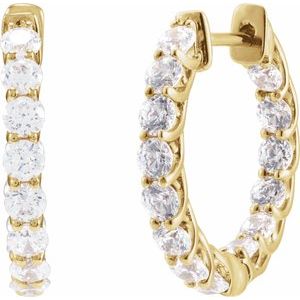14K Yellow 2 1/5 CTW Lab-Grown Diamond Inside-Outside 19.7 mm Hoop Earrings-Round-19.7 Mm