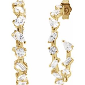 14K Yellow 2 CTW Lab-Grown Diamond 24.4 mm Hoop Earrings-24.4 Mm