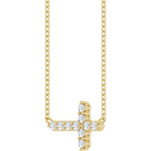 14K Yellow 1/3 CTW Lab-Grown Diamond Sideways Cross 18" Necklace-Lab-Grown Diamond-2Mm :: 1/3 Ctw