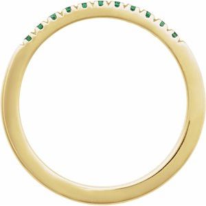 14K Yellow Natural Emerald Stackable Ring-Round-1.5 Mm