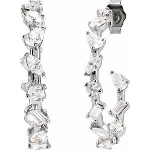 14K White 2 CTW Lab-Grown Diamond 24.4 mm Hoop Earrings-24.4 Mm