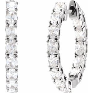 14K White 2 5/8 CTW Lab-Grown Diamond Inside-Outside 20.6 mm Hoop Earrings-Oval-20.67 Mm